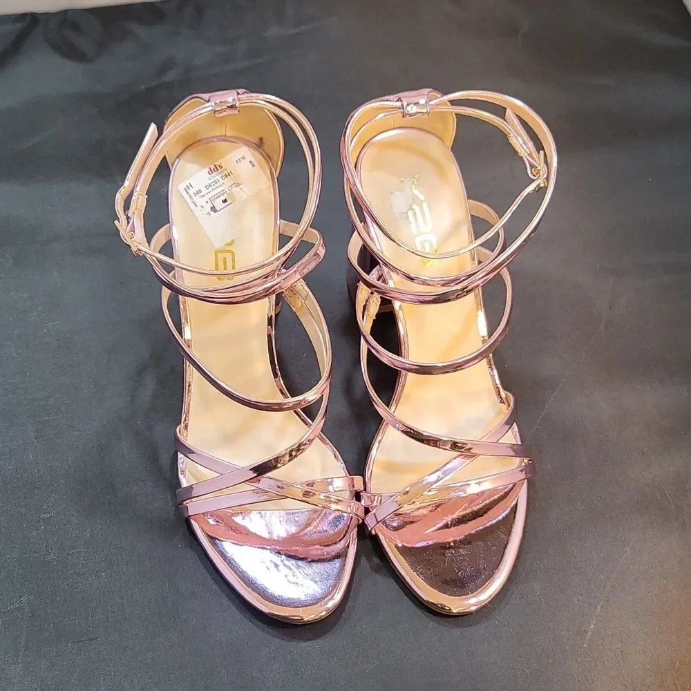 BRAND NEW X2B METALLIC STRAPPY HIGH HEEL WOMEN'S SANDAL